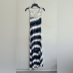 Staring at Stars by Anthropologie TieDye Hi-Lo Maxi Dress Crocheted Neck, S